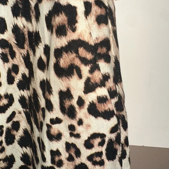 NWT Zara Leopard Print Wide Leg Pants - Cream, Brown, Black - Picture 4 of 5